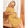 image:imageEkouaer Womens Nursing Dress Summer Short Sleeve Patchwork Maternity Breastfeeding Knee Length DressYellow Floral