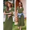 image:imageEkouaer Womens Nursing Dress Summer V Neck Short Sleeve Maternity Split Long Dresses for Breastfeeding with Pockets SXXLArmy Green