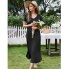 image:imageEkouaer Womens Nursing Dress Summer V Neck Short Sleeve Maternity Split Long Dresses for Breastfeeding with Pockets SXXLBlack