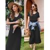 image:imageEkouaer Womens Nursing Dress Summer V Neck Short Sleeve Maternity Split Long Dresses for Breastfeeding with Pockets SXXLBlack