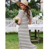image:imageEkouaer Womens Nursing Dress Summer V Neck Short Sleeve Maternity Split Long Dresses for Breastfeeding with Pockets SXXLBlack Stripe