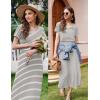 image:imageEkouaer Womens Nursing Dress Summer V Neck Short Sleeve Maternity Split Long Dresses for Breastfeeding with Pockets SXXLBlack Stripe