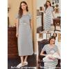 image:imageEkouaer Womens Nursing Dress Summer V Neck Short Sleeve Maternity Split Long Dresses for Breastfeeding with Pockets SXXLBlack Stripe