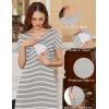 image:imageEkouaer Womens Nursing Dress Summer V Neck Short Sleeve Maternity Split Long Dresses for Breastfeeding with Pockets SXXLBlack Stripe