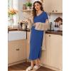 image:imageEkouaer Womens Nursing Dress Summer V Neck Short Sleeve Maternity Split Long Dresses for Breastfeeding with Pockets SXXLDark Blue