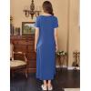 image:imageEkouaer Womens Nursing Dress Summer V Neck Short Sleeve Maternity Split Long Dresses for Breastfeeding with Pockets SXXLDark Blue