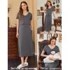 image:imageEkouaer Womens Nursing Dress Summer V Neck Short Sleeve Maternity Split Long Dresses for Breastfeeding with Pockets SXXLDark Grey