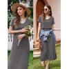 image:imageEkouaer Womens Nursing Dress Summer V Neck Short Sleeve Maternity Split Long Dresses for Breastfeeding with Pockets SXXLDark Grey