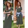 image:imageEkouaer Womens Nursing Dress Summer V Neck Short Sleeve Maternity Split Long Dresses for Breastfeeding with Pockets SXXLGreen