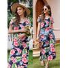 image:imageEkouaer Womens Nursing Dress Summer V Neck Short Sleeve Maternity Split Long Dresses for Breastfeeding with Pockets SXXLGreenfloral