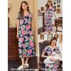image:imageEkouaer Womens Nursing Dress Summer V Neck Short Sleeve Maternity Split Long Dresses for Breastfeeding with Pockets SXXLGreenfloral