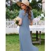 image:imageEkouaer Womens Nursing Dress Summer V Neck Short Sleeve Maternity Split Long Dresses for Breastfeeding with Pockets SXXLGrey Blue
