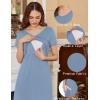 image:imageEkouaer Womens Nursing Dress Summer V Neck Short Sleeve Maternity Split Long Dresses for Breastfeeding with Pockets SXXLGrey Blue