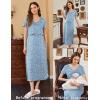 image:imageEkouaer Womens Nursing Dress Summer V Neck Short Sleeve Maternity Split Long Dresses for Breastfeeding with Pockets SXXLLight Blue Floral