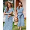 image:imageEkouaer Womens Nursing Dress Summer V Neck Short Sleeve Maternity Split Long Dresses for Breastfeeding with Pockets SXXLLight Blue Floral