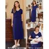 image:imageEkouaer Womens Nursing Dress Summer V Neck Short Sleeve Maternity Split Long Dresses for Breastfeeding with Pockets SXXLNavy Blue