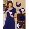 image:imageEkouaer Womens Nursing Dress Summer V Neck Short Sleeve Maternity Split Long Dresses for Breastfeeding with Pockets SXXLNavy Blue