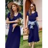 image:imageEkouaer Womens Nursing Dress Summer V Neck Short Sleeve Maternity Split Long Dresses for Breastfeeding with Pockets SXXLNavy Blue