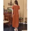 image:imageEkouaer Womens Nursing Dress Summer V Neck Short Sleeve Maternity Split Long Dresses for Breastfeeding with Pockets SXXLOrange