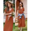 image:imageEkouaer Womens Nursing Dress Summer V Neck Short Sleeve Maternity Split Long Dresses for Breastfeeding with Pockets SXXLOrange