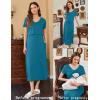 image:imageEkouaer Womens Nursing Dress Summer V Neck Short Sleeve Maternity Split Long Dresses for Breastfeeding with Pockets SXXLTeal