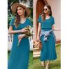 image:imageEkouaer Womens Nursing Dress Summer V Neck Short Sleeve Maternity Split Long Dresses for Breastfeeding with Pockets SXXLTeal