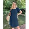 image:imageEkouaer Womens NursingDeliveryLaborHospital Nightdress Short Sleeve Maternity Nightgown with Button SXXL1 Navy Blue