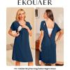 image:imageEkouaer Womens NursingDeliveryLaborHospital Nightdress Short Sleeve Maternity Nightgown with Button SXXL1 Navy Blue