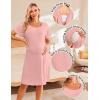 image:imageEkouaer Womens NursingDeliveryLaborHospital Nightdress Short Sleeve Maternity Nightgown with Button SXXLPink