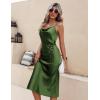 image:imageEkouaer Womens Satin Nightgown Sexy Lingerie Sleepwear Spaghetti Strap Cowl Neck Elegant Long Slip Satin Silk Midi DressArmy Green