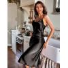 image:imageEkouaer Womens Satin Nightgown Sexy Lingerie Sleepwear Spaghetti Strap Cowl Neck Elegant Long Slip Satin Silk Midi DressBlack