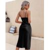 image:imageEkouaer Womens Satin Nightgown Sexy Lingerie Sleepwear Spaghetti Strap Cowl Neck Elegant Long Slip Satin Silk Midi DressBlack