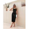 image:imageEkouaer Womens Satin Nightgown Sexy Lingerie Sleepwear Spaghetti Strap Cowl Neck Elegant Long Slip Satin Silk Midi DressBlack