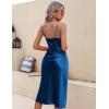 image:imageEkouaer Womens Satin Nightgown Sexy Lingerie Sleepwear Spaghetti Strap Cowl Neck Elegant Long Slip Satin Silk Midi DressBlue