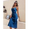 image:imageEkouaer Womens Satin Nightgown Sexy Lingerie Sleepwear Spaghetti Strap Cowl Neck Elegant Long Slip Satin Silk Midi DressBlue