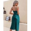image:imageEkouaer Womens Satin Nightgown Sexy Lingerie Sleepwear Spaghetti Strap Cowl Neck Elegant Long Slip Satin Silk Midi DressBlue Green