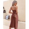 image:imageEkouaer Womens Satin Nightgown Sexy Lingerie Sleepwear Spaghetti Strap Cowl Neck Elegant Long Slip Satin Silk Midi DressBrown