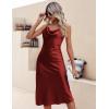 image:imageEkouaer Womens Satin Nightgown Sexy Lingerie Sleepwear Spaghetti Strap Cowl Neck Elegant Long Slip Satin Silk Midi DressBurgundy