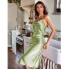 image:imageEkouaer Womens Satin Nightgown Sexy Lingerie Sleepwear Spaghetti Strap Cowl Neck Elegant Long Slip Satin Silk Midi DressLight Green