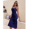 image:imageEkouaer Womens Satin Nightgown Sexy Lingerie Sleepwear Spaghetti Strap Cowl Neck Elegant Long Slip Satin Silk Midi DressNavy