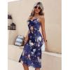 image:imageEkouaer Womens Satin Nightgown Sexy Lingerie Sleepwear Spaghetti Strap Cowl Neck Elegant Long Slip Satin Silk Midi DressPat2 Navy Floral