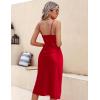 image:imageEkouaer Womens Satin Nightgown Sexy Lingerie Sleepwear Spaghetti Strap Cowl Neck Elegant Long Slip Satin Silk Midi DressRed