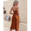 image:imageEkouaer Womens Satin Nightgown Sexy Lingerie Sleepwear Spaghetti Strap Cowl Neck Elegant Long Slip Satin Silk Midi DressRust Brown