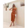 image:imageEkouaer Womens Satin Nightgown Sexy Lingerie Sleepwear Spaghetti Strap Cowl Neck Elegant Long Slip Satin Silk Midi DressRust Brown