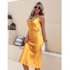 image:imageEkouaer Womens Satin Nightgown Sexy Lingerie Sleepwear Spaghetti Strap Cowl Neck Elegant Long Slip Satin Silk Midi DressYellow