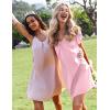 image:imageEkouaer Womens Satin Nightgown Short Sleeve Sleepdress VNeck Sleepwear Loose Silk SleepshirtPink