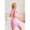 image:imageEkouaer Womens Satin Nightgown Short Sleeve Sleepdress VNeck Sleepwear Loose Silk SleepshirtPink