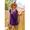 image:imageEkouaer Womens Satin Nightgown Short Sleeve Sleepdress VNeck Sleepwear Loose Silk SleepshirtPurple