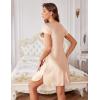 image:imageEkouaer Womens Satin Nightgown Sleepwear Lace V Neck Side Slits Nightie Short Sleeves NightshirtChampagne