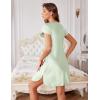 image:imageEkouaer Womens Satin Nightgown Sleepwear Lace V Neck Side Slits Nightie Short Sleeves NightshirtLight Green